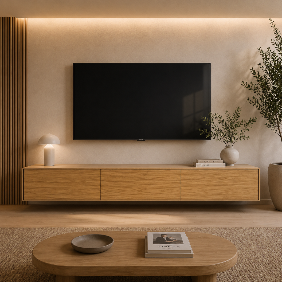 Angel TV Ünitesi Doğal Meşe Kaplama – genel ürün görünümü