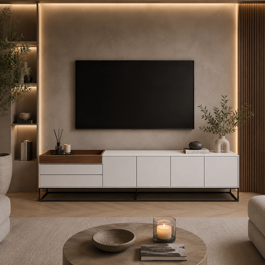 Box TV Ünitesi Açık Gri Ceviz 220cm – genel ürün görünümü