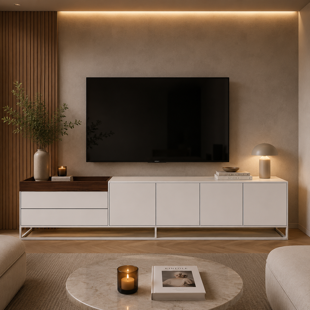 Box TV Ünitesi – Beyaz Ceviz 220cm