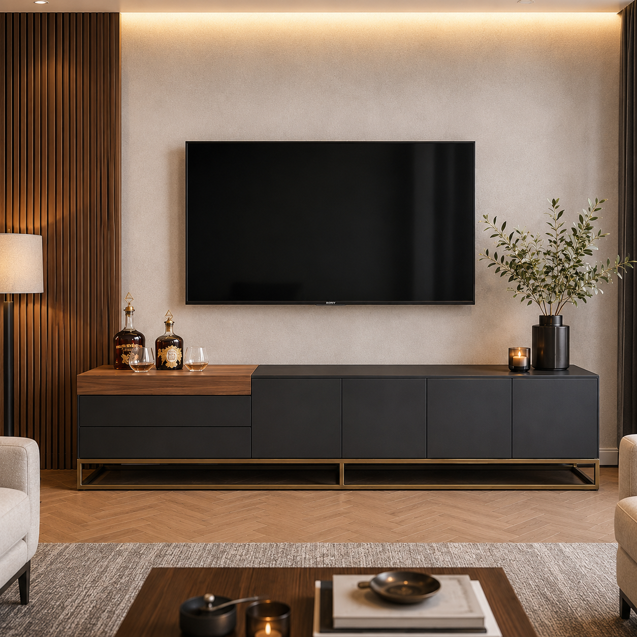 Box TV Ünitesi - Açık Gri Ceviz