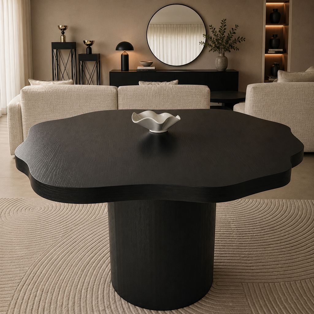 Bugatti Yemek Masası – Yuvarlak, Siyah Meşe