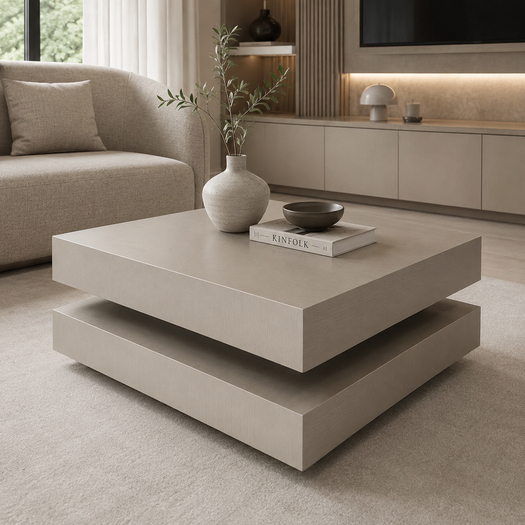 Hamburger Sehpa – 80x80, Platin 3 Meşe