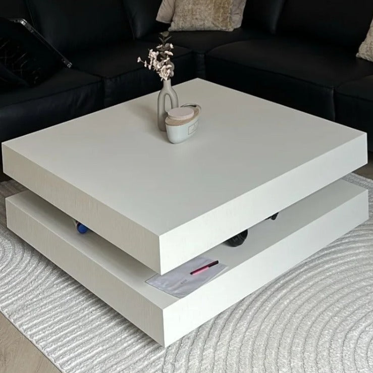 Hamburger Sehpa – 80x80, Bej Meşe