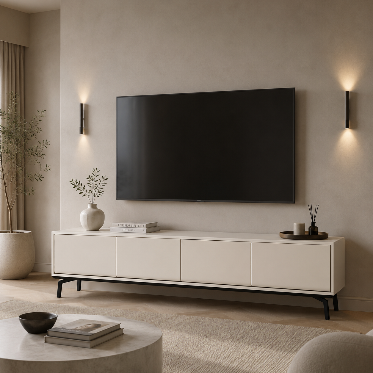 Lazer TV Ünitesi – Bej Meşe