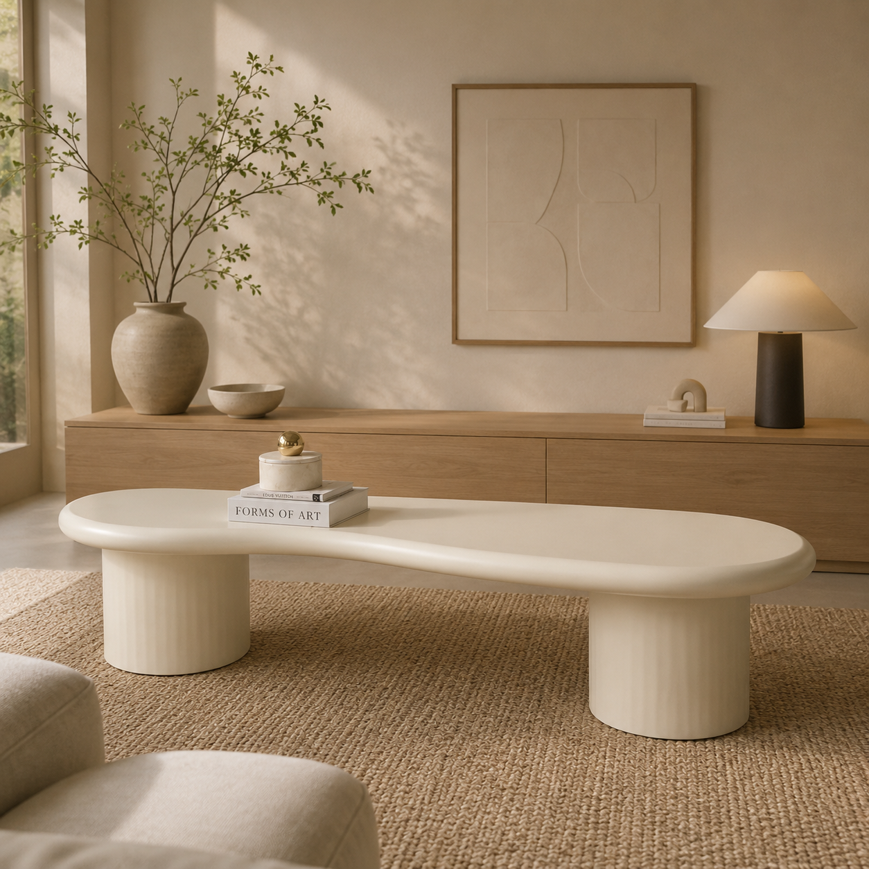 Simple Organic TV Ünitesi – Bej MDF