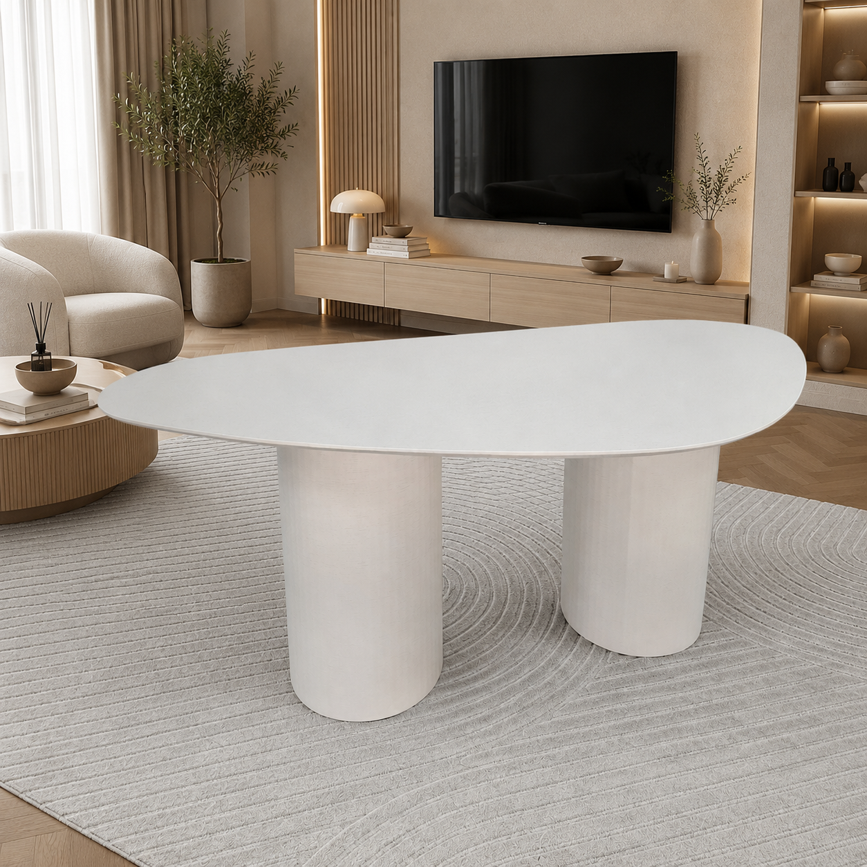 Stone Yemek Masası – Como Ayak, Bej Meşe