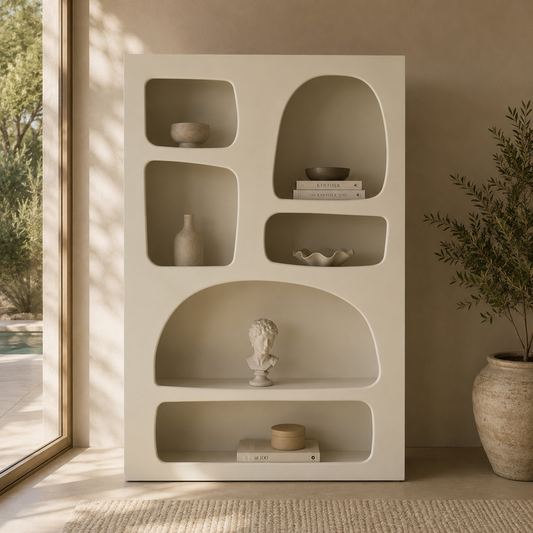 Ventana Kitaplık Krem MDF – genel ürün görünümü